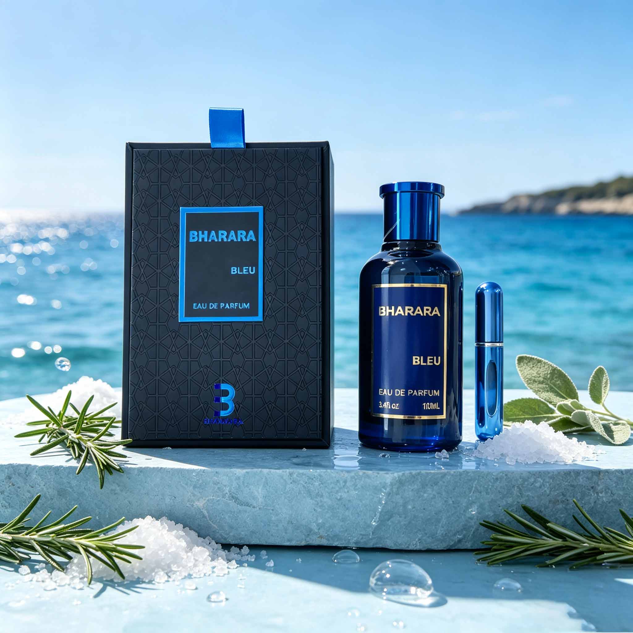 Perfume Fragrance Kit - Bharara Bleu, 100ML, Kryształowy szafirowo-niebieski flakon